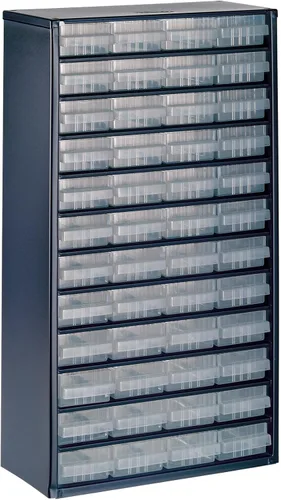 Miniatura 12 de Raaco Gabinete de almacenamiento de acero, compacto de 30 cajones, cajón de plástico de polipropileno transparente, organizador de piezas pequeñas