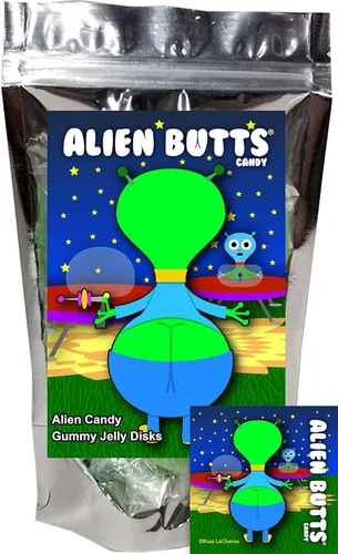 Miniatura 29 de Zombie Butts - Discos de gelatina con sabor a fruta de manzana verde, divertido y único regalo de broma de dulces de Halloween para cumpleaños