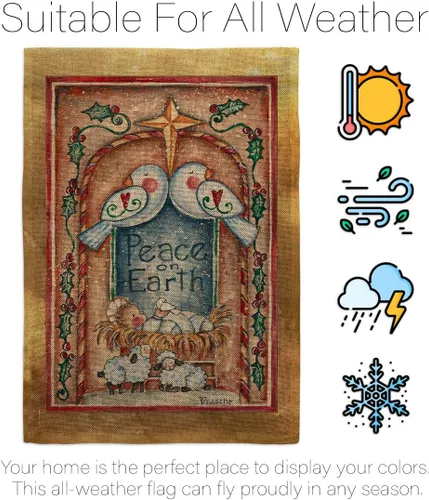 Miniatura 6 de Breeze Decor Juego de banderas con estacas de jardín de la natividad, cartel de arpillera para puerta, soporte para tumba, porche, tapiz al aire