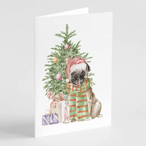 Miniatura 49 de Caroline's Treasures CK8213GCA7P Bulldog, Bulldog Inglés #2 - Tarjetas de felicitación y sobres de árbol de Navidad, paquete de 8 tarjetas en blanco
