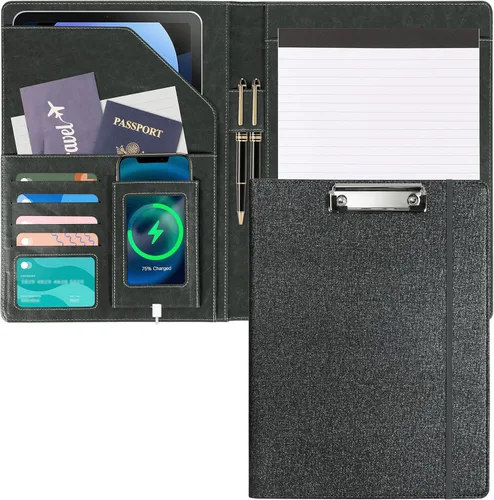 Miniatura 21 de Ospelelf Portapapeles de almacenamiento rosa para mujer, folio con bloc de notas, carpeta de cuero para profesores Elemento en polvo