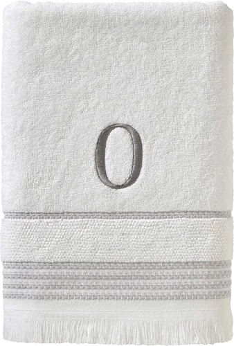 Miniatura 7 de SKL Home Toalla de baño casual con monograma, S, 28 x 54 pulgadas, color blanco