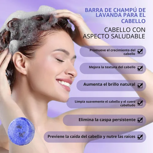 Miniatura 4 de DBEAUTYM Paquete de 2 barras de champú de lavanda, barra sólida para el cabello y jabón para el cabello con efecto acondicionador, barras de champú