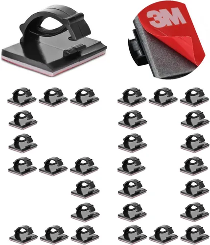 Miniatura 13 de Clips de Cable Autoadhesivos 3M Organizador de Cables, Soporte de Alambre Abrazadera de Gestión Adhesiva para Escritorio Coche Cámara de Tablero