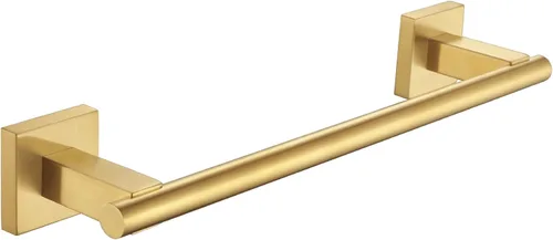Suyar Toallero de mano dorado cepillado, barra de toalla corta de acero inoxidable SUS 304 para pared de baño, 13.78 pulgadas