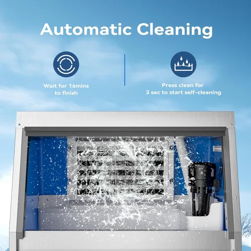 Miniatura 3 de Coolake Máquina comercial para hacer hielo, 200 libras por 24 horas con almacenamiento de 55 libras, enfriada por aire, máquina de hielo de acero