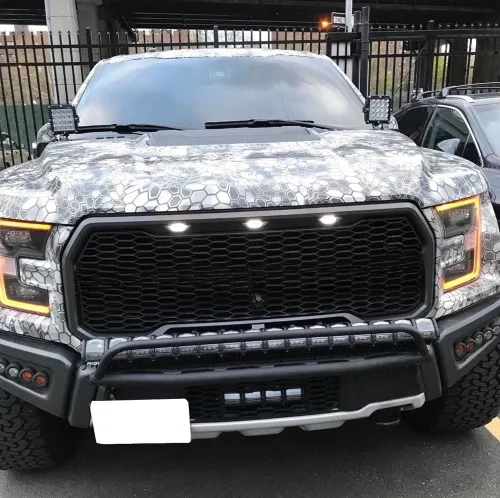 Miniatura 8 de iJDMTOY 3 lámparas de funcionamiento con rejilla LED blanca con lente ahumada compatibles con Ford Raptor 2010-14 y 17-20