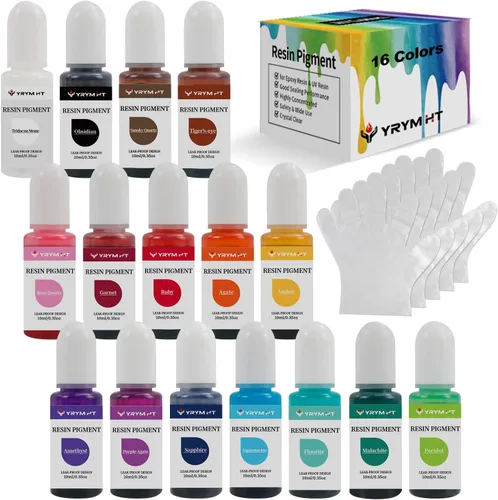 YRYM HT Pigmento de resina epoxi - 16 colores no tóxicos, pigmento de color para resina epoxi concentrada para hacer joyas, arte, pintura,