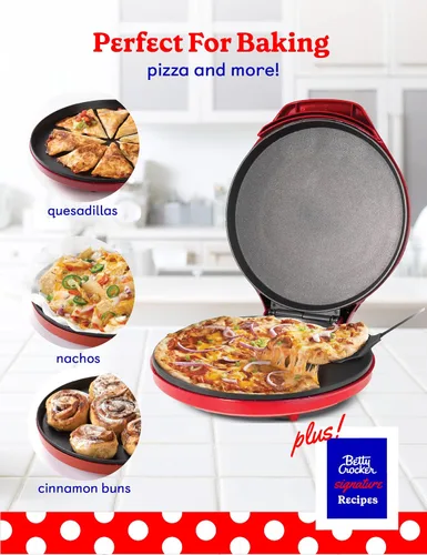 Miniatura 2 de Betty Crocker Máquina para hacer pizza de encimera, máquina para hacer pizza de 1440 vatios para el hogar, BC-2958CR (paquete de 2)