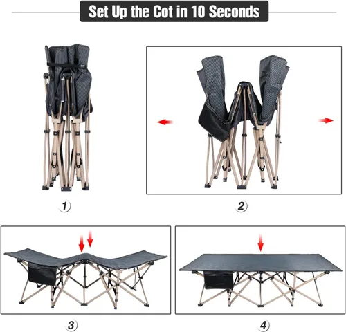 Miniatura 8 de REDCAMP Catres de Campamento de Tamaño Grande para Adultos 500lbs, 33.5'' Catres para Dormir Extra Anchos y Altos Resistentes, Catres XL Portátiles