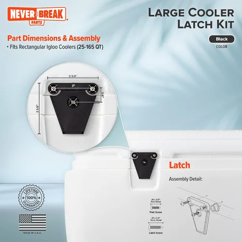 Miniatura 4 de NeverBreak Parts - Paquete de 2 cierres de repuesto para enfriador Igloo Las piezas de repuesto para refrigerador Igloo incluyen postes