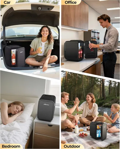 Miniatura 9 de BEICHEN Mini nevera, refrigerador portátil de 4 litros/6 latas para dormitorio, oficina, dormitorio, automóvil, enfriamiento rápido, bajo ruido