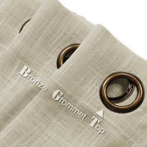Miniatura 2 de Palma - Cortinas semitraslúcidas de lino para dormitorio de 63 pulgadas de largo, cortinas filtrantes de luz, ojales bronce, juego de 2 paneles