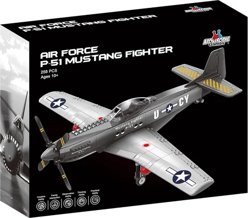 Miniatura 3 de Apostrophe Games Juego de bloques de construcción del avión de combate P-51 Mustang de la Segunda Guerra Mundial – 258 piezas Juego de juguetes