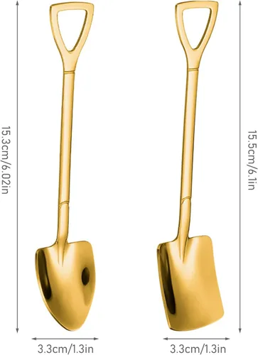 Miniatura 2 de Cucharas con forma de pala dorada, cucharas de acero inoxidable para té, café, azúcar, mini pala, forma de café, helado, cucharas de postre
