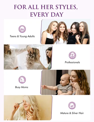 Miniatura 7 de LANDOT Plancha para el cabello y rizador 2 en 1: crea ondas de salón, rizos y estilos lisos en casa Placas flotantes, anti-frizz y sin enredos