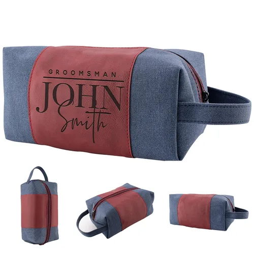 Miniatura 26 de Regalos personalizados para padrinos de boda, bolsas de aseo personalizadas para hombres, regalos de padrino de boda, Beige, Diseño #1, Juego de 3