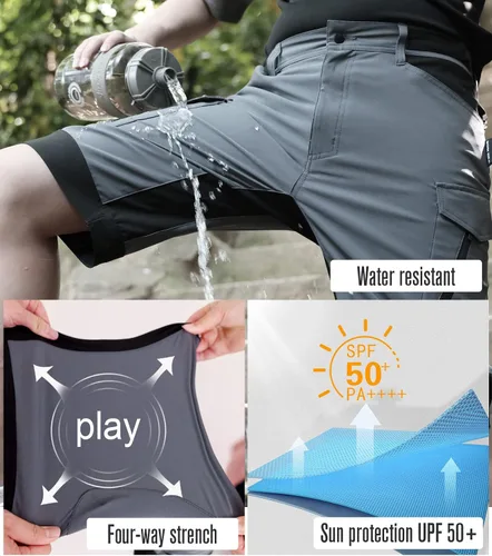 Miniatura 5 de WORK IDEA Pantalones cortos de senderismo para hombre, resistentes al agua, ligeros, para senderismo