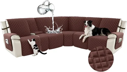 Miniatura 56 de Arfntevss Fundas para sofá seccional reclinable para sofá seccional en forma de L, funda antideslizante lavable para sofá reclinable con forma de L