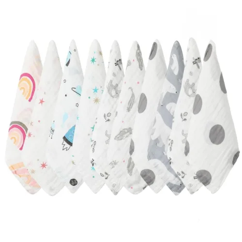 norinori Baby Msulin - Paños de muselina para recién nacidos, 10 paños de muselina para bebé, toallas de lavado de algodón natural suaves y