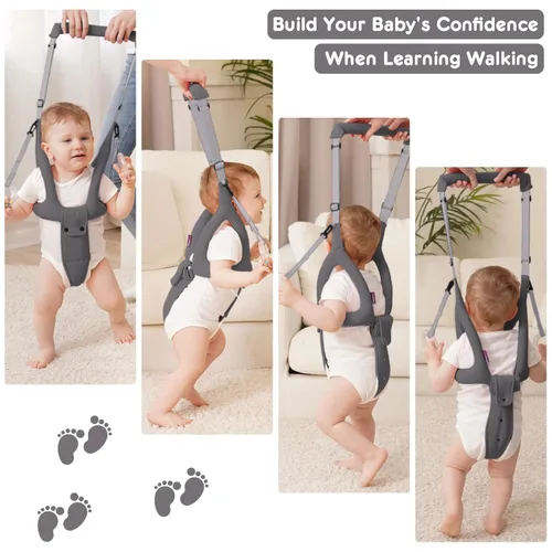 Miniatura 5 de Ayudante para caminar para bebés, arnés de mano para caminar, cinturón de asistente para caminar para bebés, soporte de pie para niños pequeños, Gris