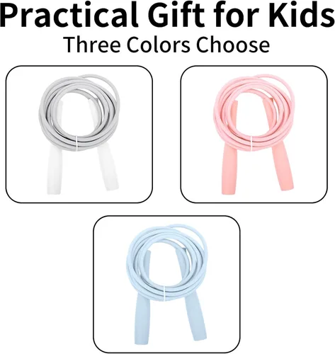 Miniatura 4 de Cuerdas de saltar para niños, cuerda de saltar ajustable para niños con asas de ABS y cuerda de PVC para niños, estudiantes y niños pequeños Rosado