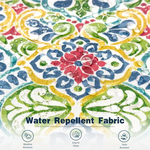 Miniatura 350 de Juego de 2 almohadas para exteriores de 16 x 16 pulgadas, repelentes al agua con interiores, para muebles de patio, hogar, jardín, geometría bohemia
