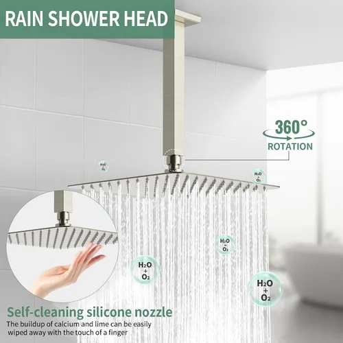 Miniatura 3 de SunCleanse Juego de Grifería de Ducha de Lluvia Níquel Cepillado Conjunto Combo de Ducha para Baño con Cabezal de Ducha de Alta Presión de 10