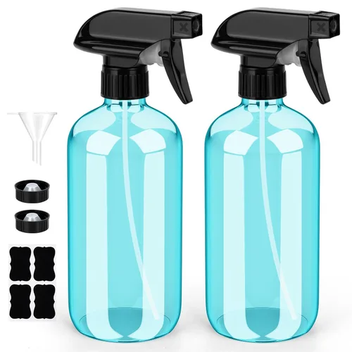 Miniatura 15 de Bontip - Botella de vidrio con atomizador, juego de botellas de vidrio con atomizador y accesorios para limpiadores de ventanas no tóxicos, Ámbar