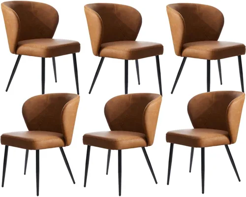 Miniatura 24 de Juego de 2 sillas de comedor negras Stabrech, sillas de comedor con respaldo curvo, sillas de comedor modernas de bouclé tapizadas para la sala