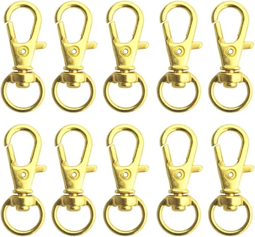 Miniatura 10 de cnomg 50 piezas de cierres giratorios para lanyard con mosquetón, cnomg cierre giratorio de lanyard de metal con broche en forma de pinza de Plateado