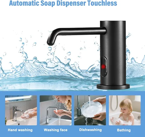 Miniatura 5 de Dispensador automático de jabón sin contacto para fregadero de cocina y baño, dispensador de jabón eléctrico integrado, sensores infrarrojos