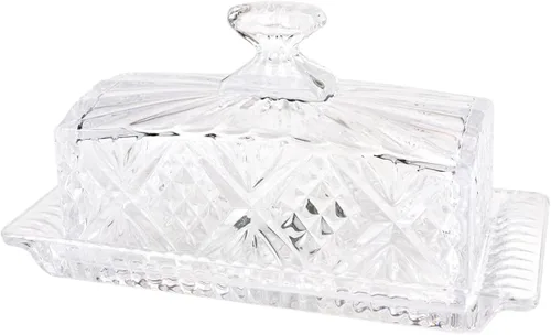 Miniatura 9 de Mantequera de cristal transparente con tapa, recipiente para mantequilla, queso crema y pastel de postre (bambú)