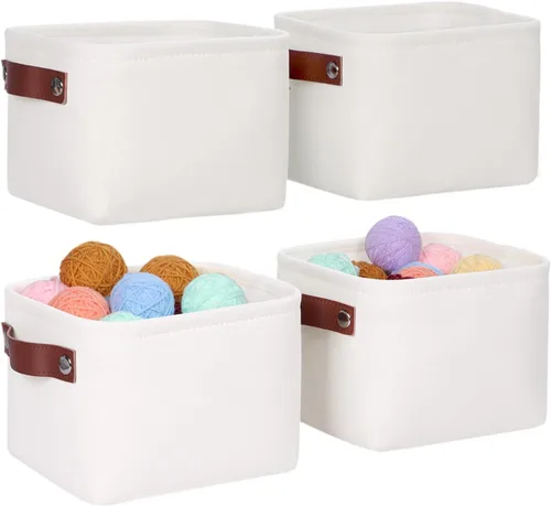 Miniatura 8 de Canastas de almacenamiento de tela pequeñas, 15 x 6 x 5 pulgadas canastas de almacenamiento estrechas, paquete de 4 canastas de almacenamiento