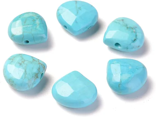 Miniatura 5 de Craftdady 30 cuentas de piedra natural de amazonita facetada con forma de lágrima perforada en la parte superior, cuentas sueltas de cristal