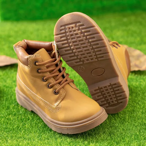 Miniatura 4 de Casazoe Botas de nieve de cuero para niños y niñas, zapatos de vestir para niños pequeños, zapatos de vestir con cordones y suela de textura