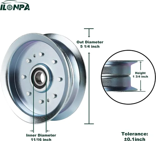 Miniatura 2 de Polea tensora plana para MTD 756-05034A John Deere GY20629 GY22082 XT1-LT42, XT1-LT42C, XT1-LT46, XT1-LT50, XT1-ST54, XT2-LX46 RZT-L46, RZT-L50