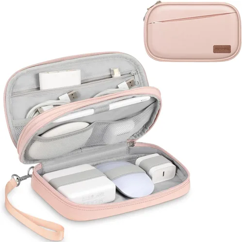 Miniatura 9 de FINPAC Bolsa electrónica de viaje, organizador de cables portátil, funda electrónica de artículos esenciales, bolsa de almacenamiento de doble capa