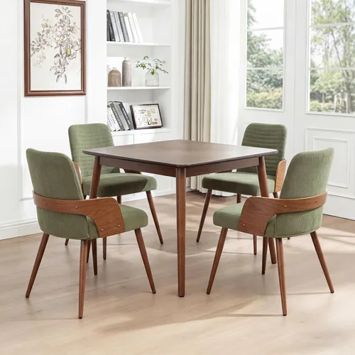 Miniatura 12 de Sillas de comedor, sillas de cocina modernas de mediados de siglo, sillas decorativas tapizadas de tela beige, patas de metal, sillas de escritorio
