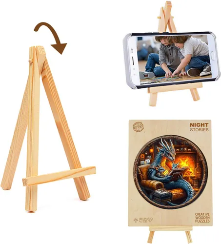 Miniatura 5 de KAAYEE Rompecabezas de madera para adultos, efecto visual 3D, dragón de lectura nocturna familiar, rompecabezas de madera de forma única, Lectura