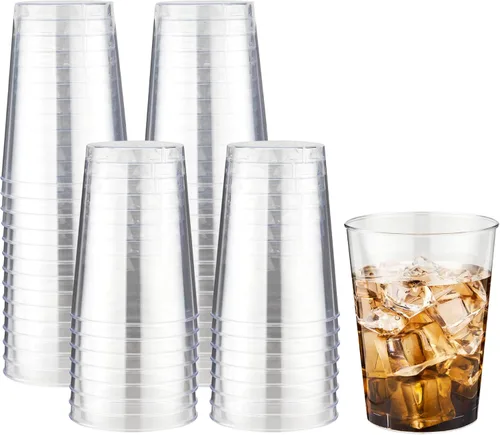 Miniatura 10 de RACETOP 9 oz 100 Pack Gold Glitter Plastic Cups, Disposable Gold Glitter Clear Plastic Cups for Parties, Gatherings, Weddings, and Festival Events