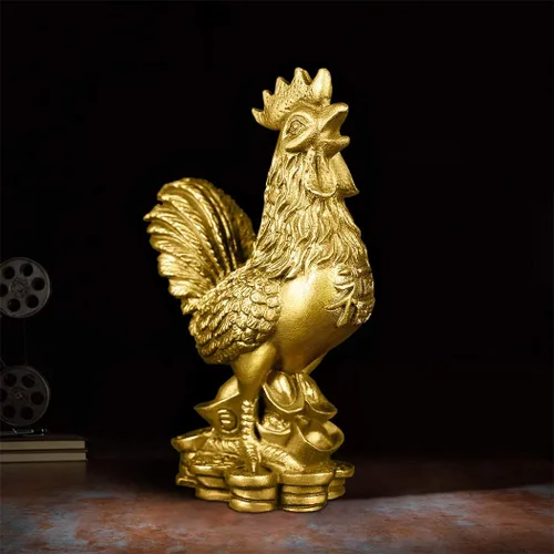 Miniatura 7 de BRASSTAR Latón 3.5 ''(H) Estatua de gallo auspicioso lingotes riqueza Feng Shui escultura oficina casa zodiaco chino adorno decorativo regalo