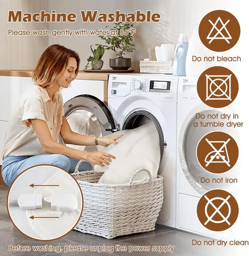 Miniatura 7 de Protector de colchón eléctrico de 75 x 39 pulgadas con 8 niveles de calor, 4 tiempos, protección contra sobrecalentamiento, controlador desmontable