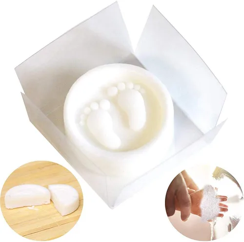 Miniatura 7 de AIXIANG Paquete de 24 jabones para baby shower, hechos a mano, patte azul en caja, para pies de bebé, recuerdos de jabón perfumado para baby shower
