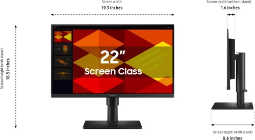Miniatura 3 de Samsung Monitor de negocios sin bordes de 22 pulgadas (S40GD) con panel IPS, frecuencia de actualización de 100 Hz, modo de ahorro de ojos, diseño