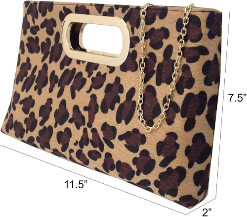 Miniatura 2 de JNB Bolso de mano de piel sintética de leopardo con asa superior
