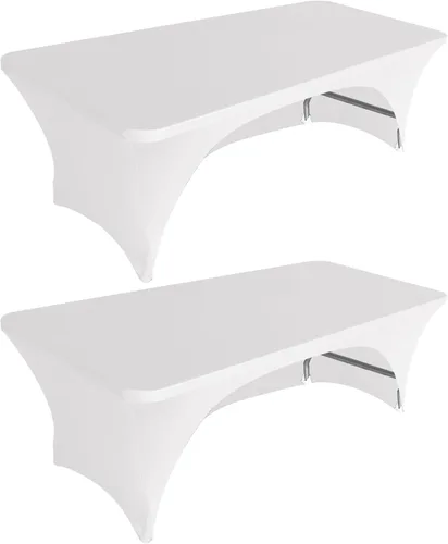 Miniatura 17 de Eurmax USA - Paquete de 2 manteles de elastano de 4 pies, ajustable en más de 30 colores de poliéster, manteles de elastano elástico, mantel de mesa