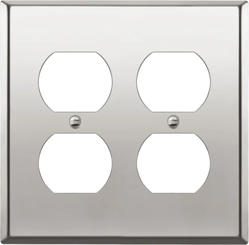 Miniatura 22 de ENERLITES Placa de pared de metal dúplex para receptáculos, cubierta de salida de acero inoxidable, resistente a la corrosión, tamaño de 1 banda