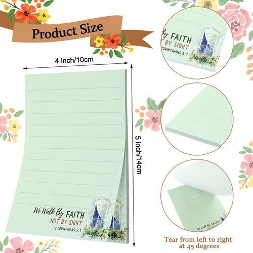 Miniatura 2 de 8 Pack Christian Sticky Notes Samll Scripture Inspirational Memo Pads Floral Design Adhesive Religious Bible Verse Quotes Notepads for Writing Diary