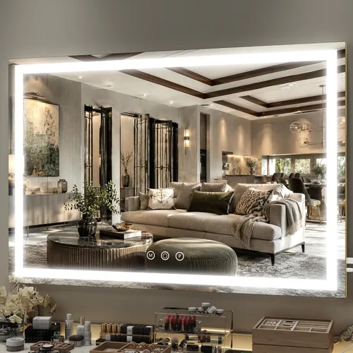 Miniatura 14 de FENNIO Espejo de tocador de 23 x 18 pulgadas con luces, espejo de maquillaje LED, espejo Hollywood con 3 modos de color y brillo ajustable, espejo